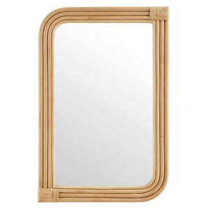 Modway Furniture Corsica Curved Rectangle Rattan Wall Mirror – Coastal Charm for Modern & Bohemian Interiors EEI-7368-NAT