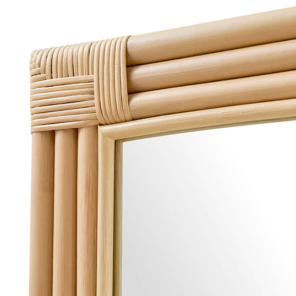 Modway Furniture Corsica Curved Rectangle Rattan Wall Mirror – Coastal Charm for Modern & Bohemian Interiors EEI-7368-NAT