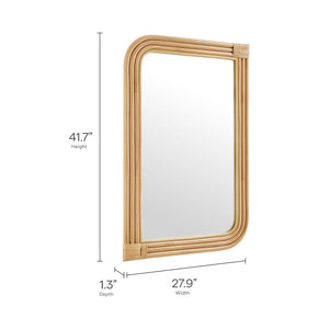 Modway Furniture Corsica Curved Rectangle Rattan Wall Mirror – Coastal Charm for Modern & Bohemian Interiors EEI-7368-NAT