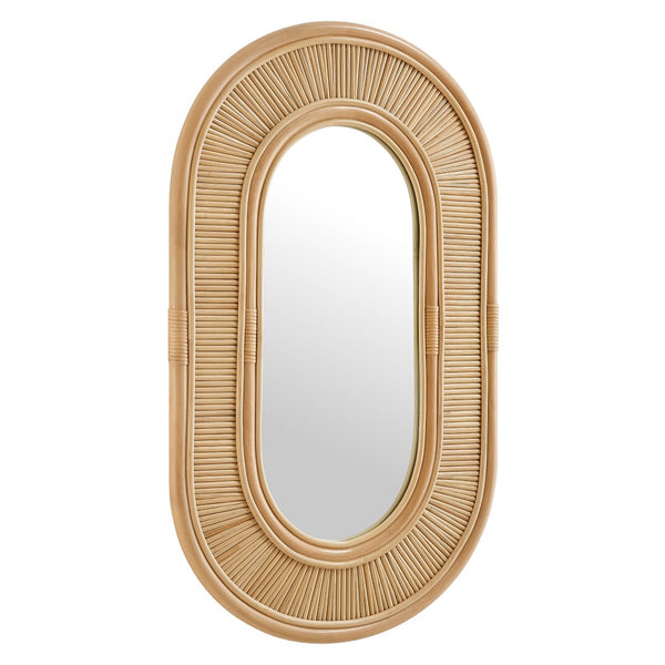 Modway Furniture Sovana Oval Rattan Wall Mirror - Coastal Charm with Handcrafted Appeal for Any Room Decor EEI-7369-NAT