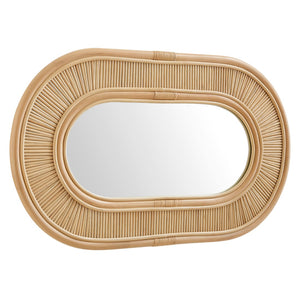 Modway Furniture Sovana Oval Rattan Wall Mirror - Coastal Charm with Handcrafted Appeal for Any Room Decor EEI-7369-NAT