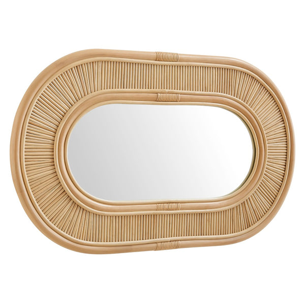 Modway Furniture Sovana Oval Rattan Wall Mirror - Coastal Charm with Handcrafted Appeal for Any Room Decor EEI-7369-NAT