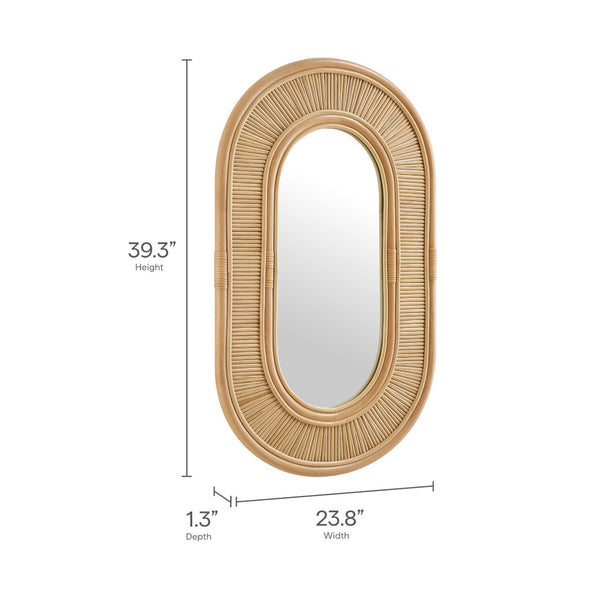 Modway Furniture Sovana Oval Rattan Wall Mirror - Coastal Charm with Handcrafted Appeal for Any Room Decor EEI-7369-NAT