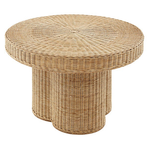 Modway Furniture Ainsley 32-Inch Round Natural Rattan Coffee Table - Coastal Charm for Living Rooms & Patios EEI-7370-NAT