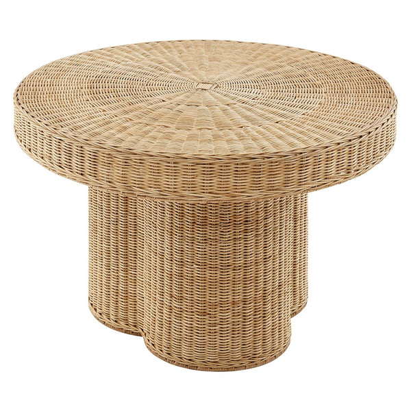 Modway Furniture Ainsley 32-Inch Round Natural Rattan Coffee Table - Coastal Charm for Living Rooms & Patios EEI-7370-NAT