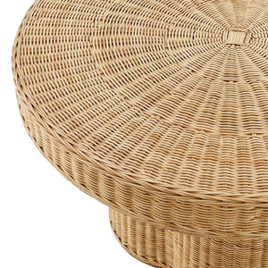 Modway Furniture Ainsley 32-Inch Round Natural Rattan Coffee Table - Coastal Charm for Living Rooms & Patios EEI-7370-NAT