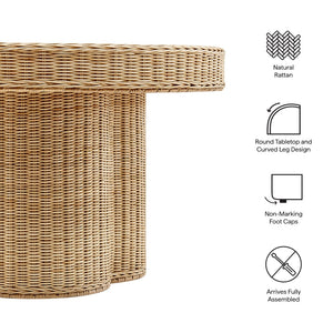 Modway Furniture Ainsley 32-Inch Round Natural Rattan Coffee Table - Coastal Charm for Living Rooms & Patios EEI-7370-NAT