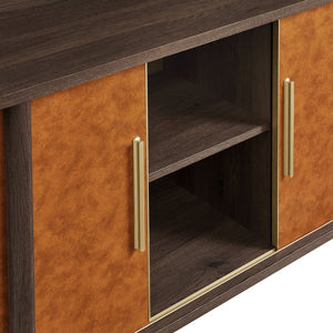 Modway Furniture Coralie Curved Vegan Leather Sideboard - Stylish Oval Buffet, Console & TV Stand for Modern Spaces EEI-7373-WAL-TAN