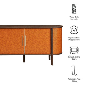 Modway Furniture Coralie Curved Vegan Leather Sideboard - Stylish Oval Buffet, Console & TV Stand for Modern Spaces EEI-7373-WAL-TAN