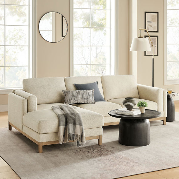 Modway Furniture Roscoe Left-Facing Sectional Sofa with Chaise - Modern Comfort and Classic Style for Your Living Space Ivory EEI-7374-IVO