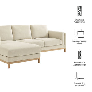 Modway Furniture Roscoe Left-Facing Sectional Sofa with Chaise - Modern Comfort and Classic Style for Your Living Space Ivory EEI-7374-IVO