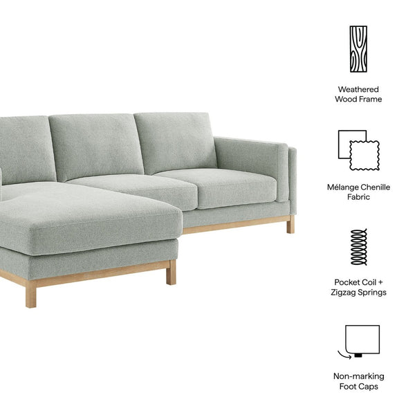 Modway Furniture Roscoe Left-Facing Sectional Sofa with Chaise - Modern Comfort and Classic Style for Your Living Space Mist EEI-7374-MST