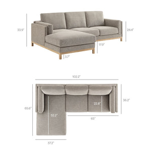 Modway Furniture Roscoe Left-Facing Sectional Sofa with Chaise - Modern Comfort and Classic Style for Your Living Space Pewter EEI-7374-PEW