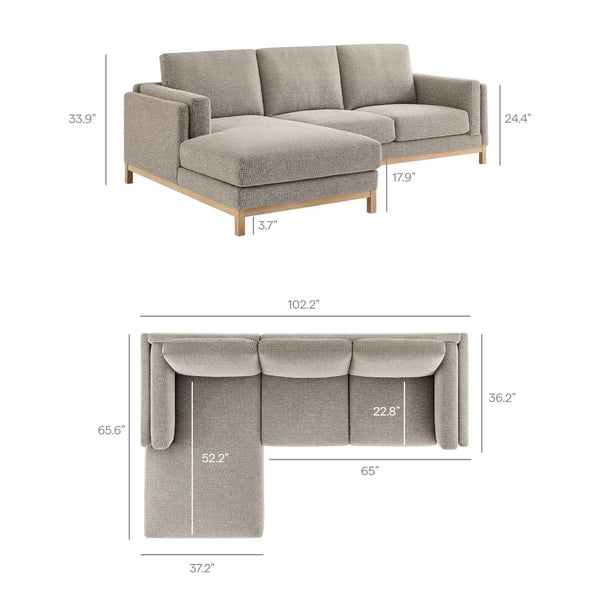 Modway Furniture Roscoe Left-Facing Sectional Sofa with Chaise - Modern Comfort and Classic Style for Your Living Space Pewter EEI-7374-PEW