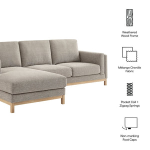 Modway Furniture Roscoe Left-Facing Sectional Sofa with Chaise - Modern Comfort and Classic Style for Your Living Space Pewter EEI-7374-PEW