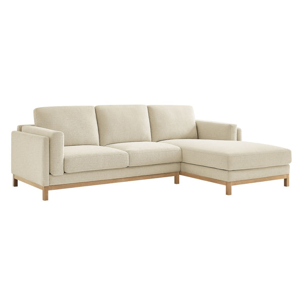 Modway Furniture Roscoe Right-Facing Fabric Sectional Sofa with Chaise – Timeless Design for Modern Living Rooms Ivory EEI-7375-IVO
