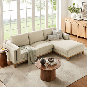 Modway Furniture Roscoe Right-Facing Fabric Sectional Sofa with Chaise – Timeless Design for Modern Living Rooms Ivory EEI-7375-IVO