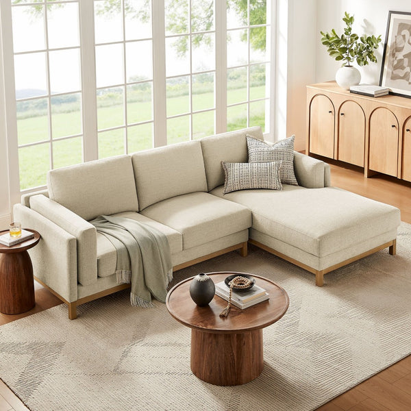 Modway Furniture Roscoe Right-Facing Fabric Sectional Sofa with Chaise – Timeless Design for Modern Living Rooms Ivory EEI-7375-IVO