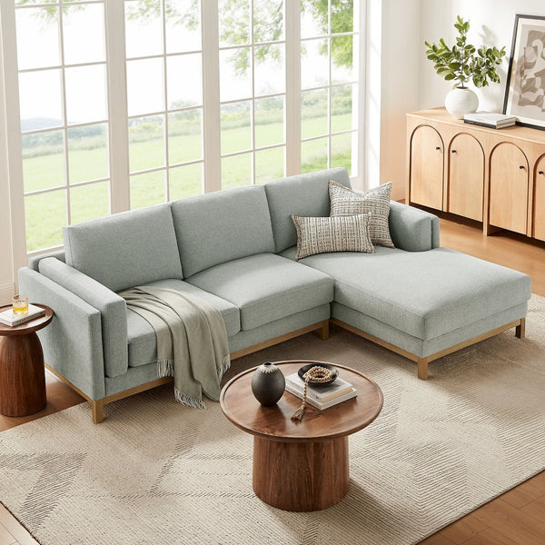 Modway Furniture Roscoe Right-Facing Fabric Sectional Sofa with Chaise – Timeless Design for Modern Living Rooms Mist EEI-7375-MST
