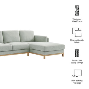 Modway Furniture Roscoe Right-Facing Fabric Sectional Sofa with Chaise – Timeless Design for Modern Living Rooms Mist EEI-7375-MST