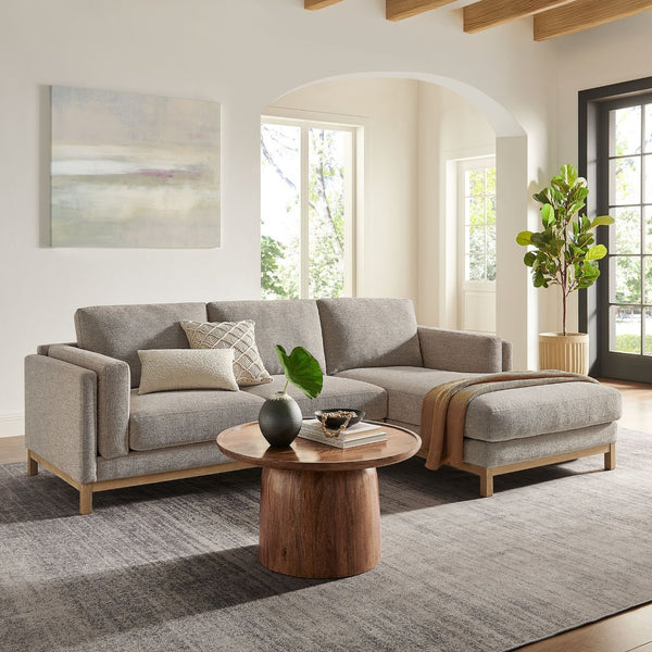 Modway Furniture Roscoe Right-Facing Fabric Sectional Sofa with Chaise – Timeless Design for Modern Living Rooms Pewter EEI-7375-PEW