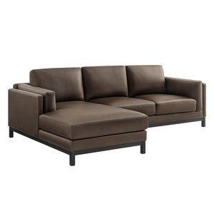 Modway Furniture Roscoe Left-Facing Sectional Sofa with Chaise - Contemporary Vegan Leather for Ultimate Comfort Espresso EEI-7376-ESP