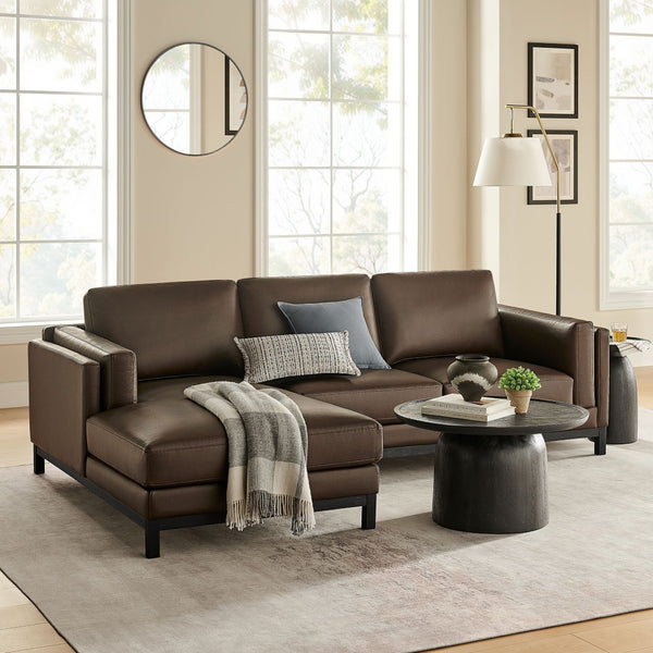 Modway Furniture Roscoe Left-Facing Sectional Sofa with Chaise - Contemporary Vegan Leather for Ultimate Comfort Espresso EEI-7376-ESP