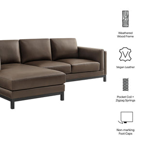 Modway Furniture Roscoe Left-Facing Sectional Sofa with Chaise - Contemporary Vegan Leather for Ultimate Comfort Espresso EEI-7376-ESP