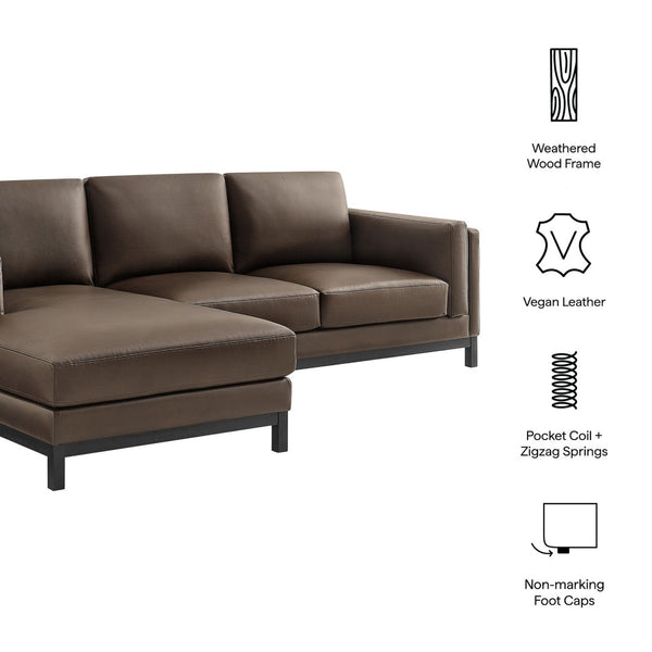 Modway Furniture Roscoe Left-Facing Sectional Sofa with Chaise - Contemporary Vegan Leather for Ultimate Comfort Espresso EEI-7376-ESP
