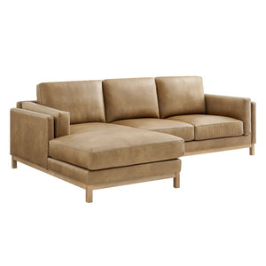 Modway Furniture Roscoe Left-Facing Sectional Sofa with Chaise - Contemporary Vegan Leather for Ultimate Comfort Toast EEI-7376-TST