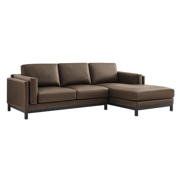 Modway Furniture Roscoe Right-Facing Vegan Leather Sectional Sofa with Chaise for Modern Comfort & Style in Home Espresso EEI-7377-ESP