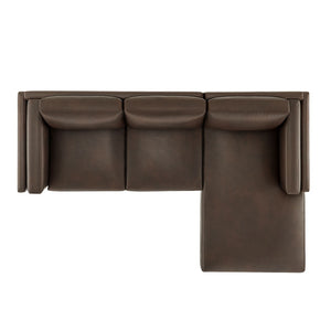 Modway Furniture Roscoe Right-Facing Vegan Leather Sectional Sofa with Chaise for Modern Comfort & Style in Home Espresso EEI-7377-ESP