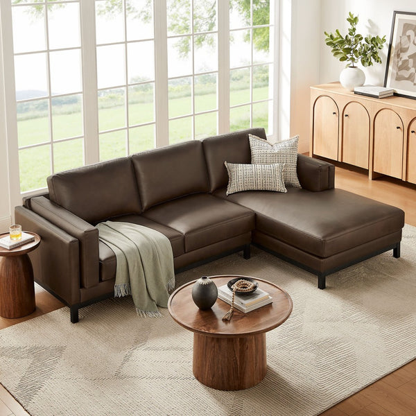 Modway Furniture Roscoe Right-Facing Vegan Leather Sectional Sofa with Chaise for Modern Comfort & Style in Home Espresso EEI-7377-ESP