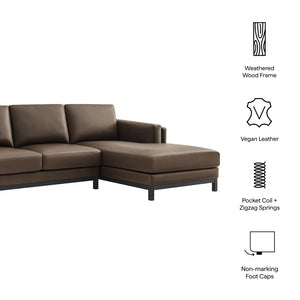 Modway Furniture Roscoe Right-Facing Vegan Leather Sectional Sofa with Chaise for Modern Comfort & Style in Home Espresso EEI-7377-ESP