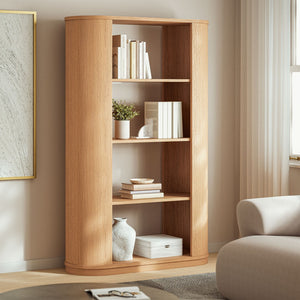 Modway Furniture Aspect 74 Inch Curved 4 Tier Bookshelf - Vintage-Inspired Design with Open Shelving for Modern Spaces EEI-7378-NAT