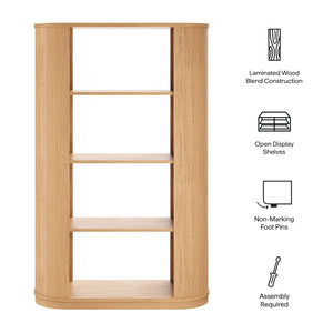 Modway Furniture Aspect 74 Inch Curved 4 Tier Bookshelf - Vintage-Inspired Design with Open Shelving for Modern Spaces EEI-7378-NAT