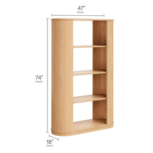 Modway Furniture Aspect 74 Inch Curved 4 Tier Bookshelf - Vintage-Inspired Design with Open Shelving for Modern Spaces EEI-7378-NAT