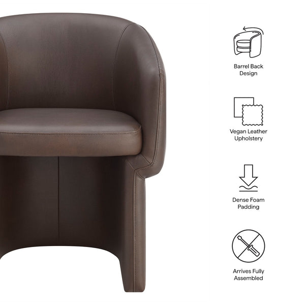 Modway Furniture Verity Barrel Back Vegan Leather Dining Chair - Stylish Comfort for Modern Dining & Living Spaces Espresso EEI-7383-ESP