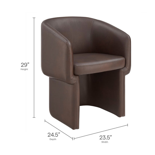 Modway Furniture Verity Barrel Back Vegan Leather Dining Chair - Stylish Comfort for Modern Dining & Living Spaces Espresso EEI-7383-ESP