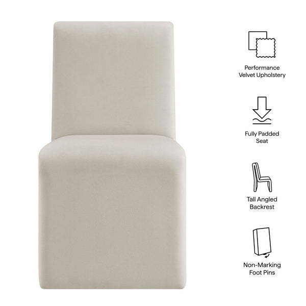 Modway Furniture Emory Upholstered Performance Velvet Dining Side Chair – Modern Elegance for Any Room Décor Alabaster EEI-7384-ALA