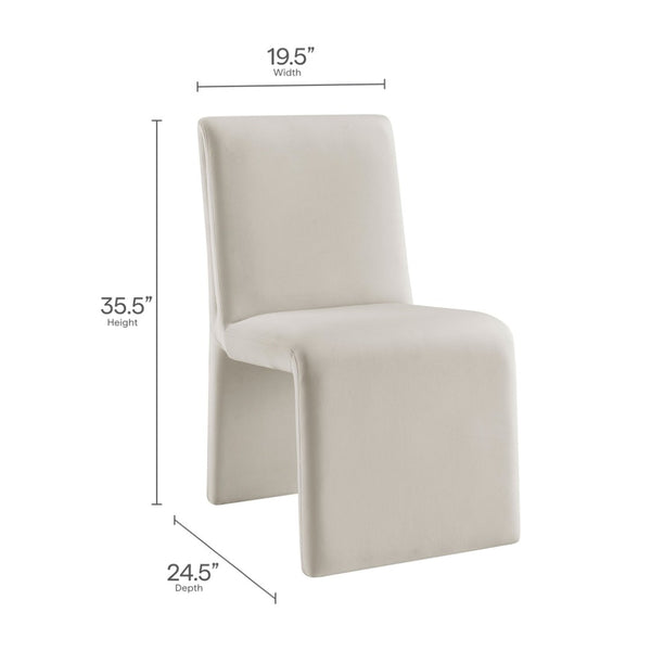 Modway Furniture Emory Upholstered Performance Velvet Dining Side Chair – Modern Elegance for Any Room Décor Alabaster EEI-7384-ALA