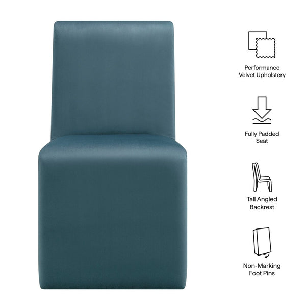 Modway Furniture Emory Upholstered Performance Velvet Dining Side Chair – Modern Elegance for Any Room Décor Cadet Blue EEI-7384-CAB
