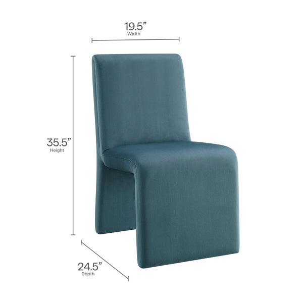 Modway Furniture Emory Upholstered Performance Velvet Dining Side Chair – Modern Elegance for Any Room Décor Cadet Blue EEI-7384-CAB