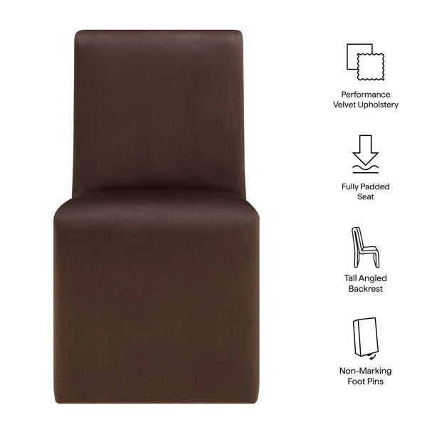 Modway Furniture Emory Upholstered Performance Velvet Dining Side Chair – Modern Elegance for Any Room Décor Chocolate EEI-7384-CHB