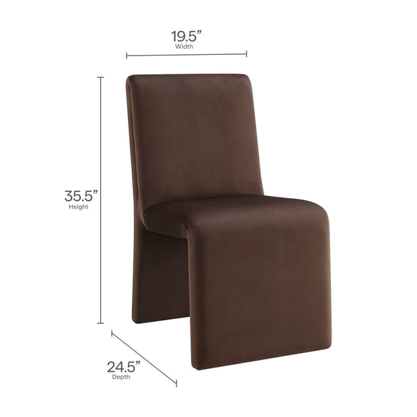 Modway Furniture Emory Upholstered Performance Velvet Dining Side Chair – Modern Elegance for Any Room Décor Chocolate EEI-7384-CHB