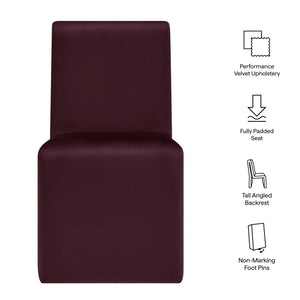 Modway Furniture Emory Upholstered Performance Velvet Dining Side Chair – Modern Elegance for Any Room Décor Mulberry EEI-7384-MUL