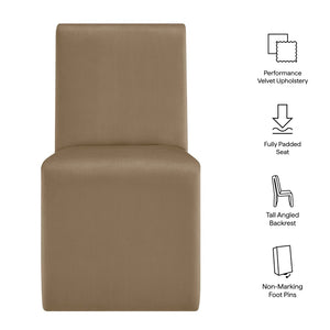 Modway Furniture Emory Upholstered Performance Velvet Dining Side Chair – Modern Elegance for Any Room Décor Taupe EEI-7384-TAU