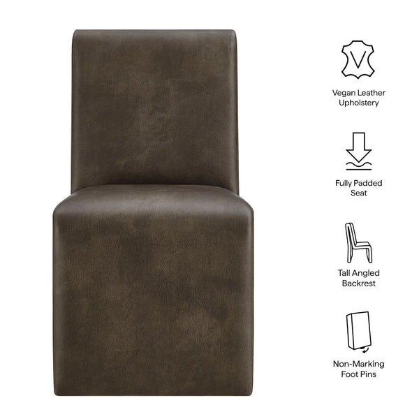 Modway Furniture Emory Vegan Leather Dining Side Chair - Modern Comfort, Stylish Design, Fully Assembled & Durable Mushroom EEI-7385-MUS