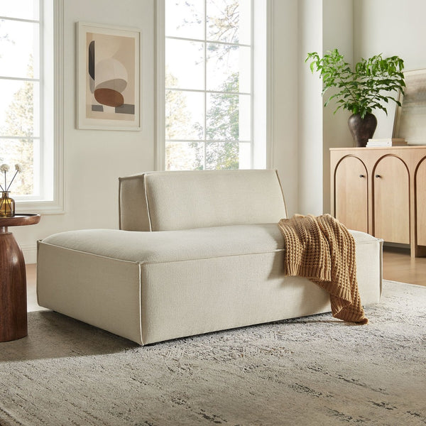 Modway Furniture Restore Modular Left Chaise with Performance Fabric Piped Trim and Pocket Coil Support Ecru EEI-7386-ECR