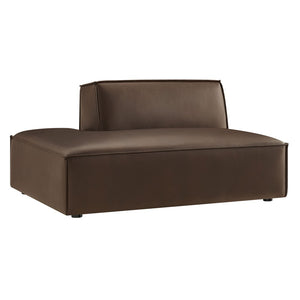 Modway Furniture Restore Modular Faux Leather Armless Chaise with French Piping for Modern Living Rooms Espresso EEI-7387-ESP